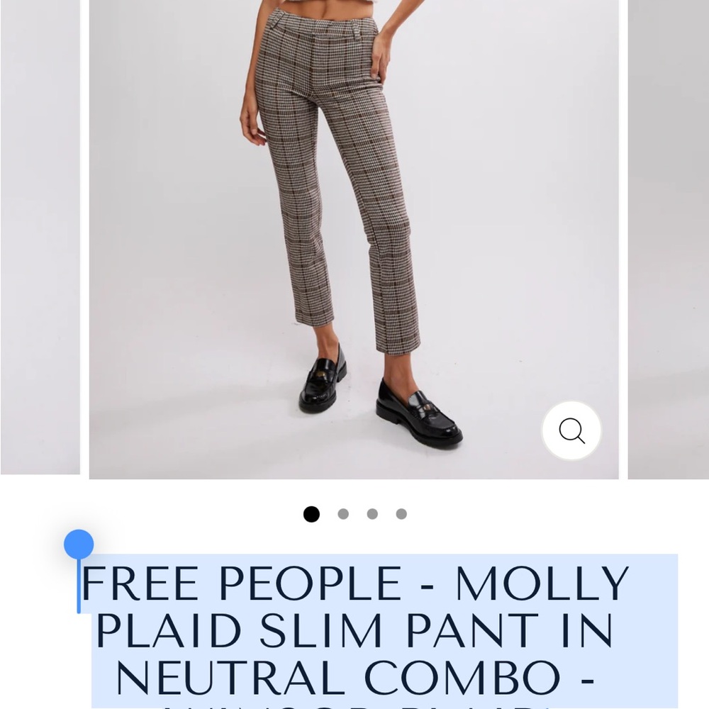 Free People Checkered Ankle Pants in Black and Brown